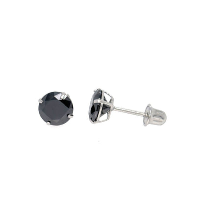14K Gold GRA Certified D-VVS1 Round Black Moissanite Screw Back Studs Earrings
