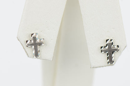14K Yellow or White Gold Cross Earrings