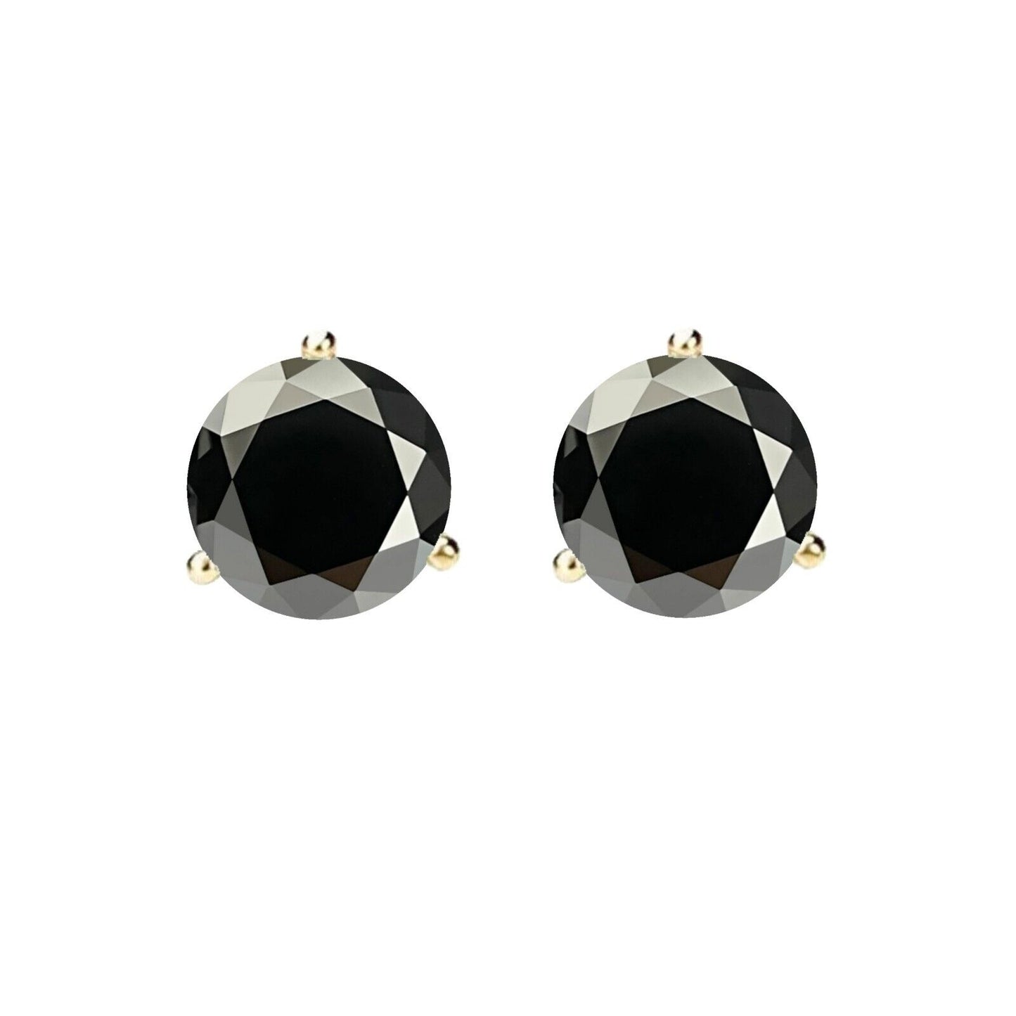 14K Gold GRA CertifiedD-VVS1 Black Moissanite Martini ScrewBack Stud Earrings