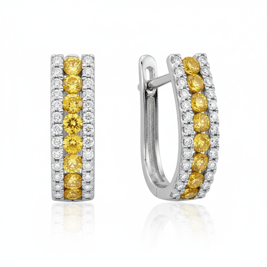 14k White Gold CZ Birthstone Leverback Earrings