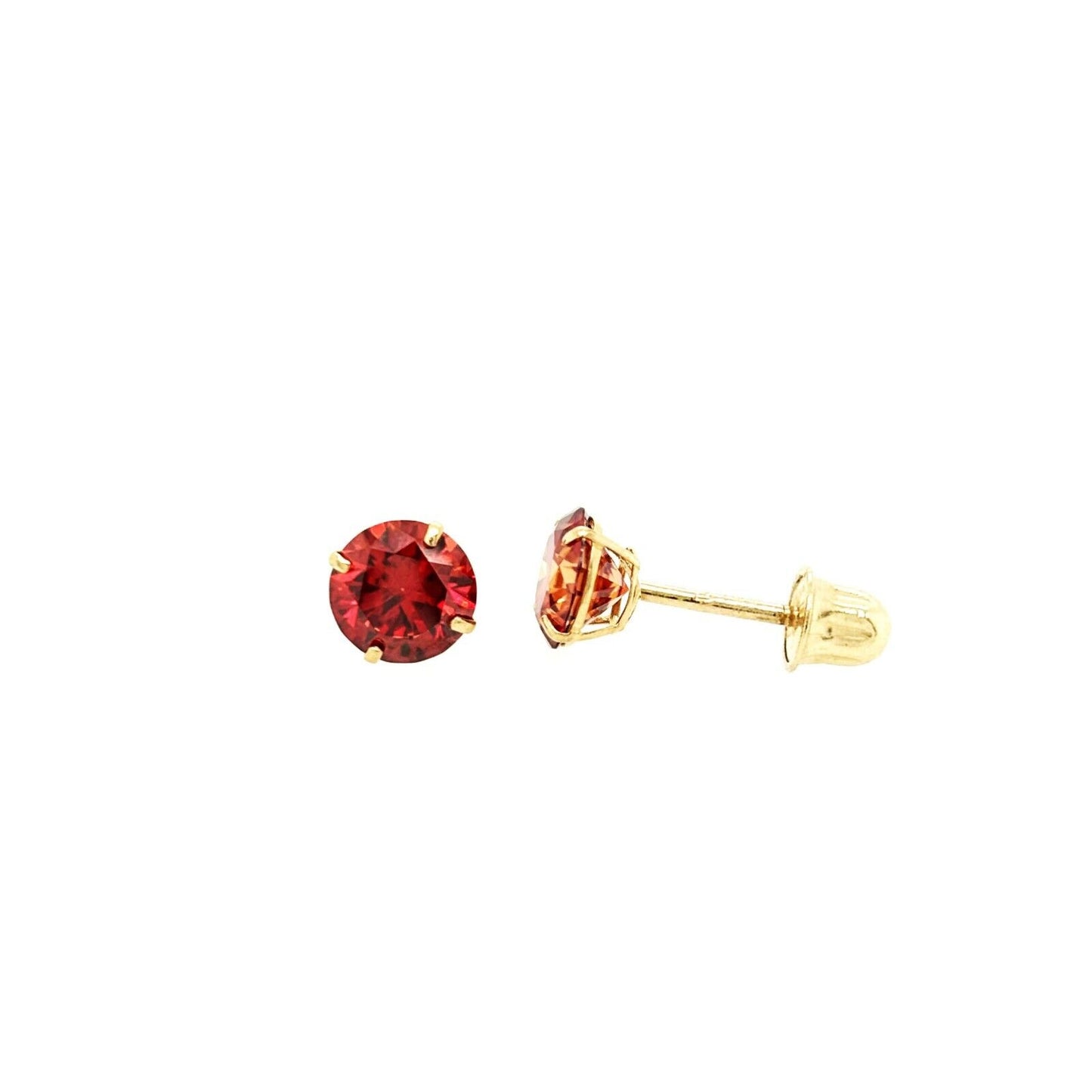 14K Gold GRA Certified D-VVS1 Round Garnet Moissanite Screw Back Studs Earrings