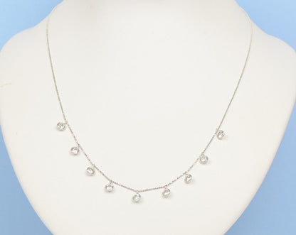 14k White Gold Round Cubic Zirconis 4mm CZ by the yard 18" Cleopatra Necklace