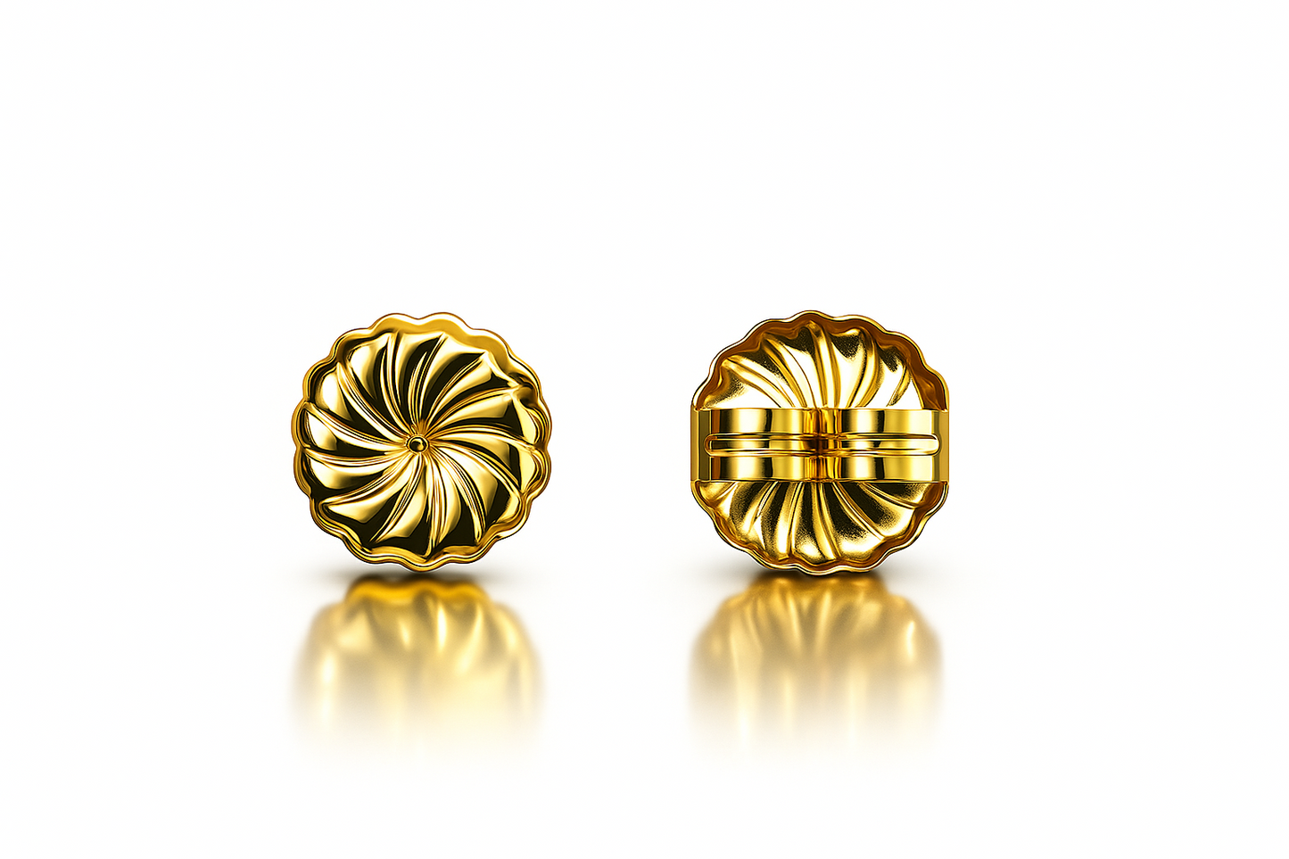 14K White & Yellow Solid Gold Earring Back Butterfly 1 Pair