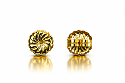 14K White & Yellow Solid Gold Earring Back Butterfly 1 Pair