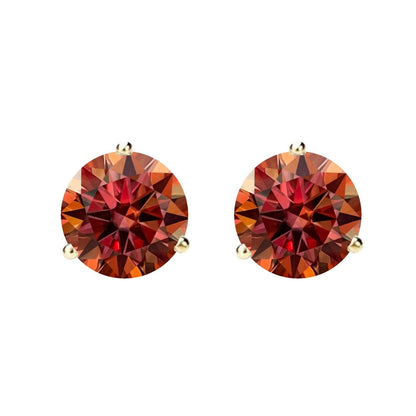 14K Gold GRA CertifiedD-VVS1 Watermelon Red Moissanite ScrewBack Stud Earrings