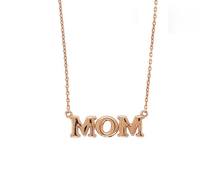 14K Yellow/ White/ Rose Gold "MOM" Charm Necklace