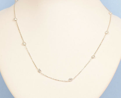 14k  Gold Cubic Zirconia CZ by the yard 16'' up to 42" Necklace