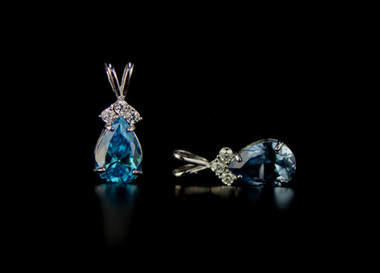 14k White Gold Pear CZ Birthstone Pendant