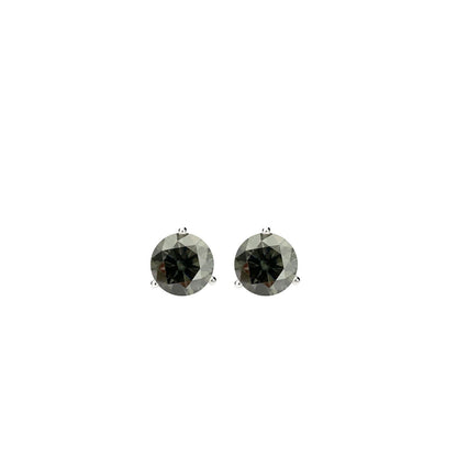 14K Gold GRA CertifiedD-VVS1 Grey Moissanite ScrewBack Stud Earrings