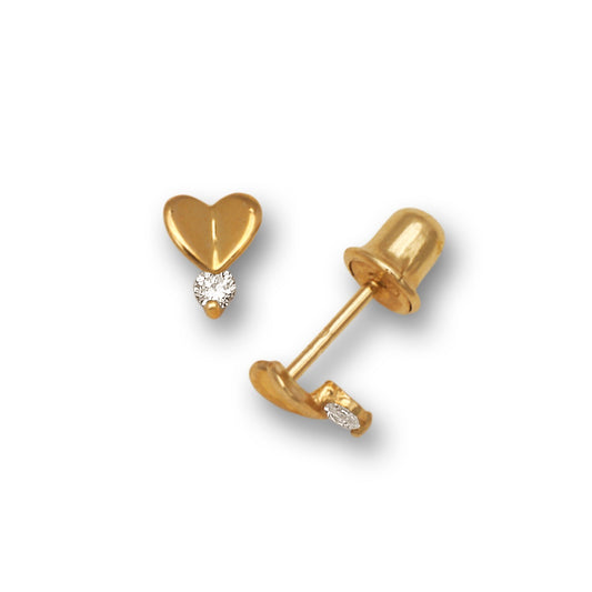 14K Yellow Gold Heart Shape Post Stud Earrings for Women