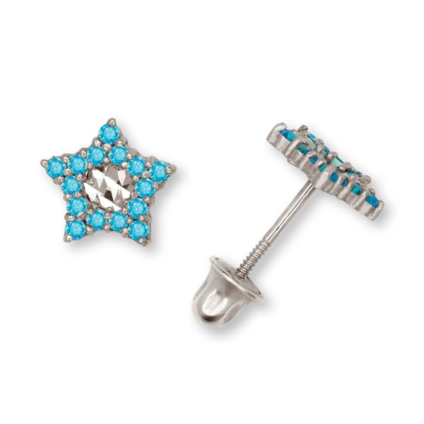 14K Yellow & White Gold Little Star CZ Earrings for Women