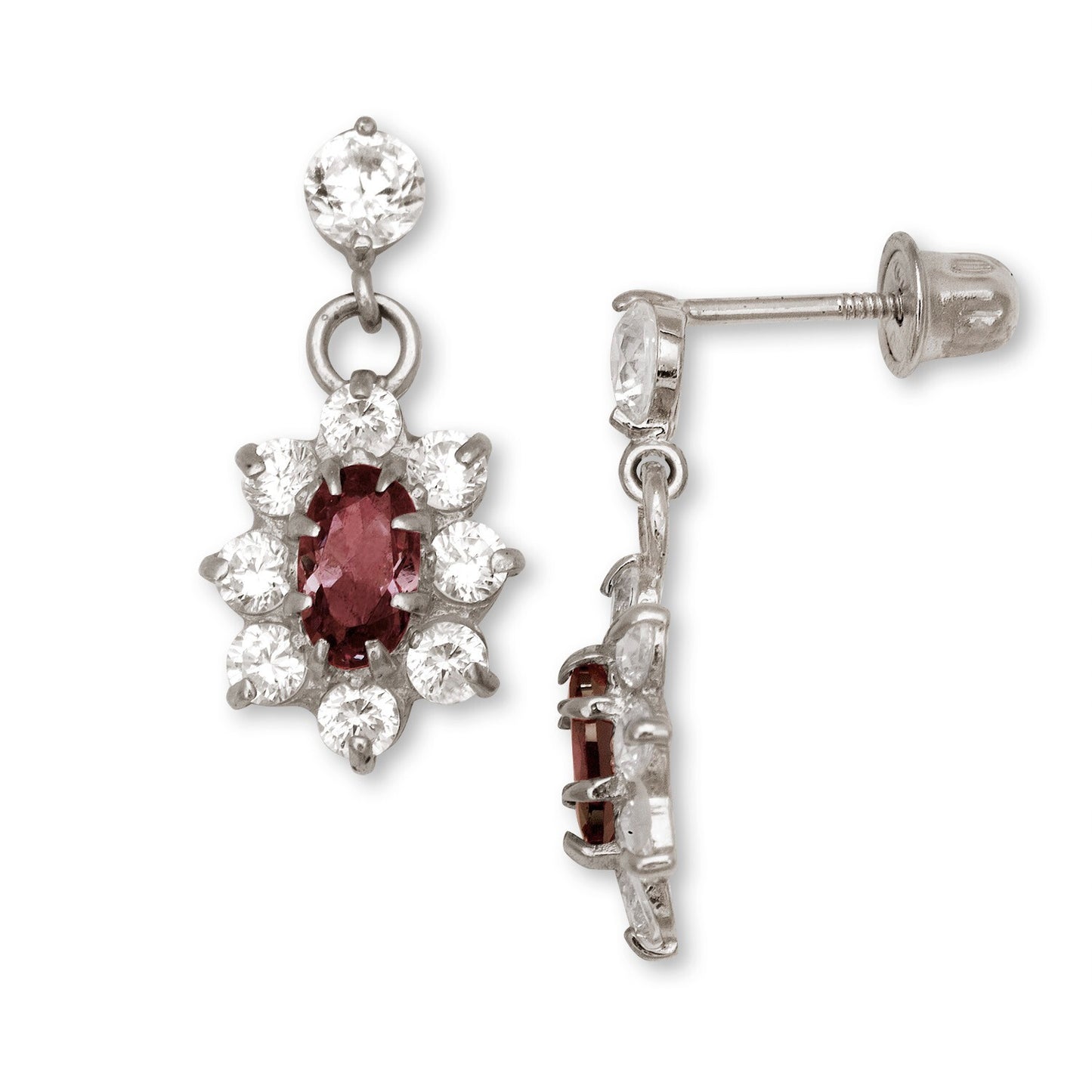 14K Yellow & White Gold Dangle Flower Shape Earrings for Women