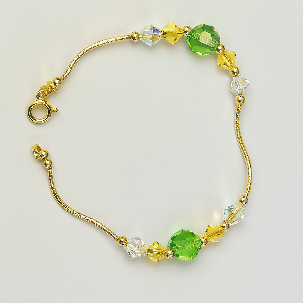 14K Yellow Gold Elegant Crystals Bracelet Kids Baby Girls & Boy