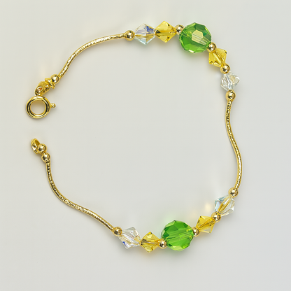 14K Yellow Gold Elegant Crystals Bracelet Kids Baby Girls & Boy