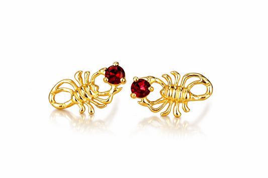 14k Yellow Gold Birthstone Scorpion Earring