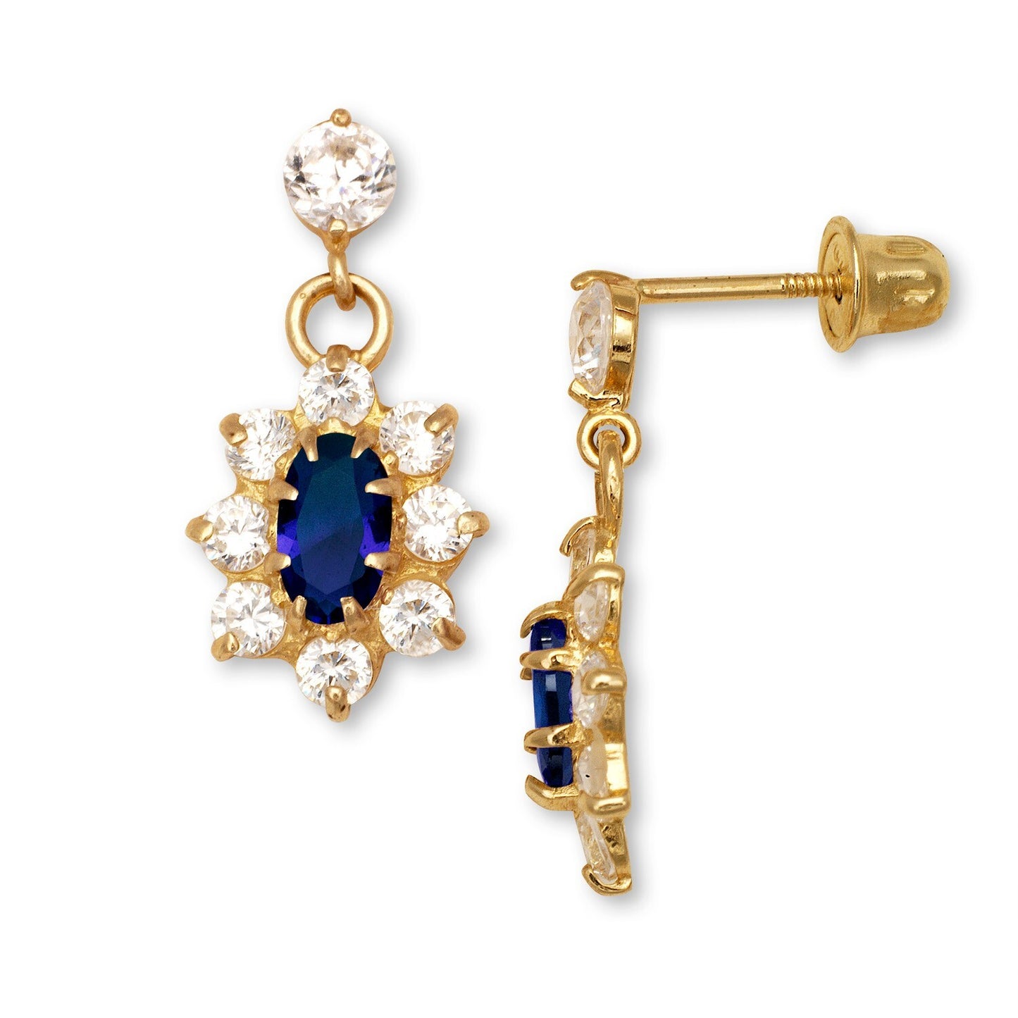 14K Yellow & White Gold Dangle Flower Shape Earrings for Women