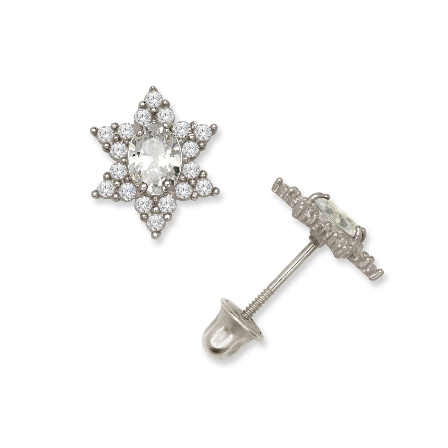 14K Yellow & White Gold Beautiful Star Shaped Stud Earrings for Girls