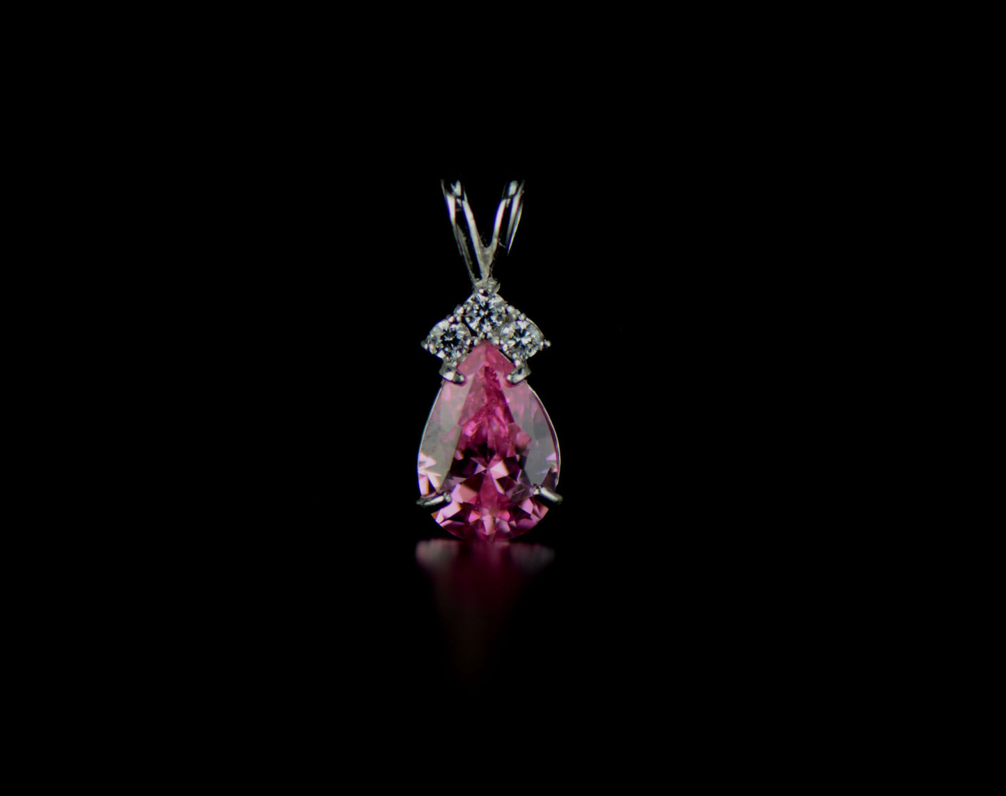 14k White Gold Pear CZ Birthstone Pendant