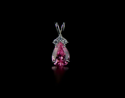 14k White Gold Pear CZ Birthstone Pendant