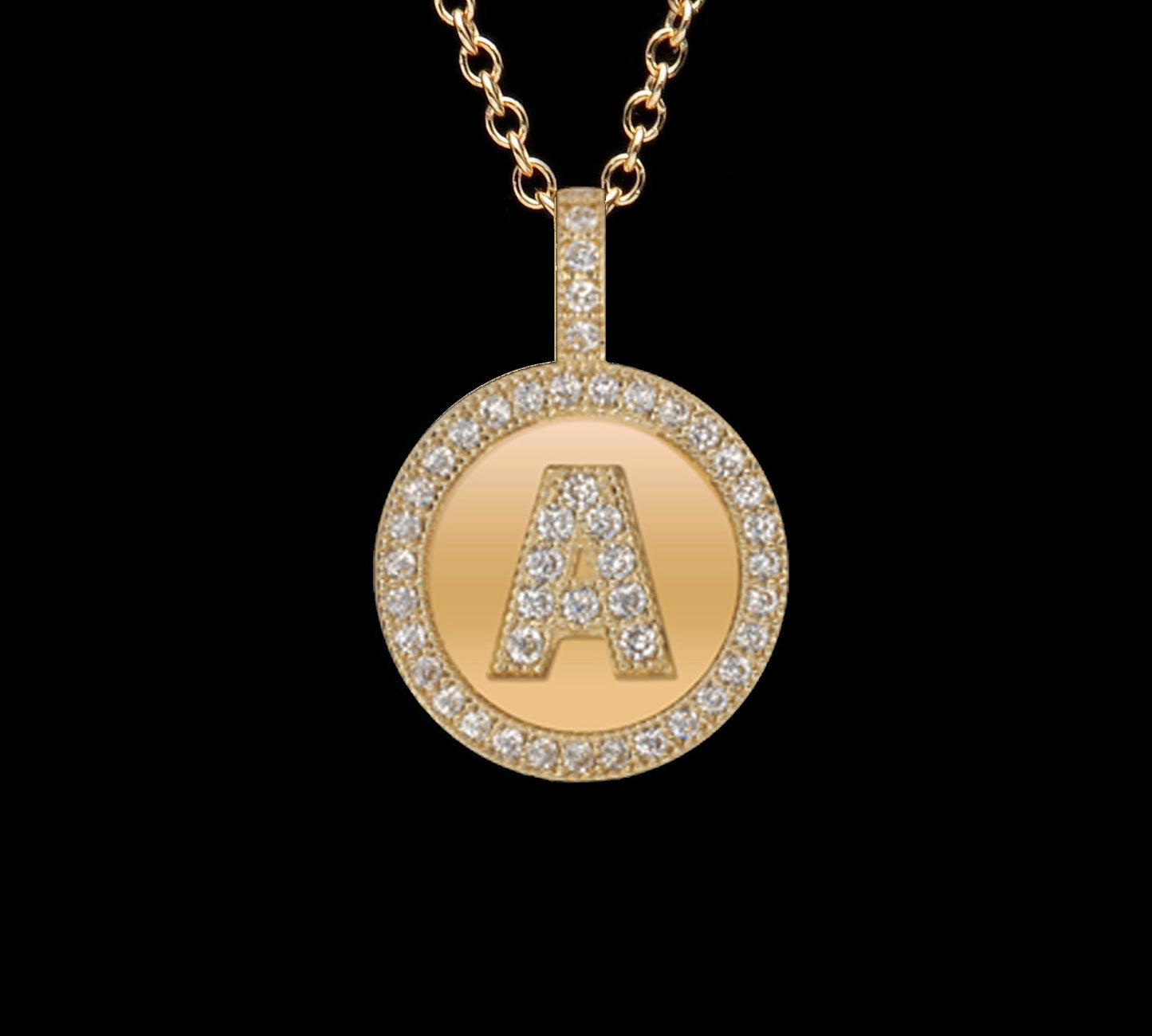 14k Yellow Gold Initial Letter CZ Pendant