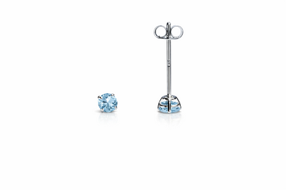 14K White Gold 3mm Round Birthstone Stud Earrings with Push back