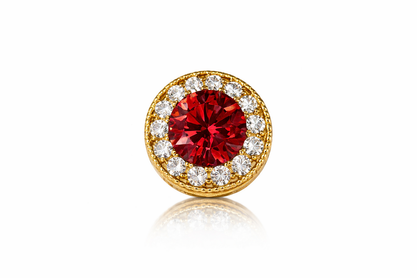 14k Yellow Gold Halo Round Pendant