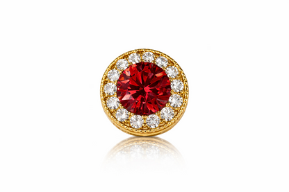 14k Yellow Gold Halo Round Pendant