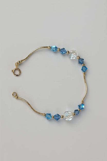 14K Yellow Gold Elegant Crystals Bracelet Kids Baby Girls & Boy
