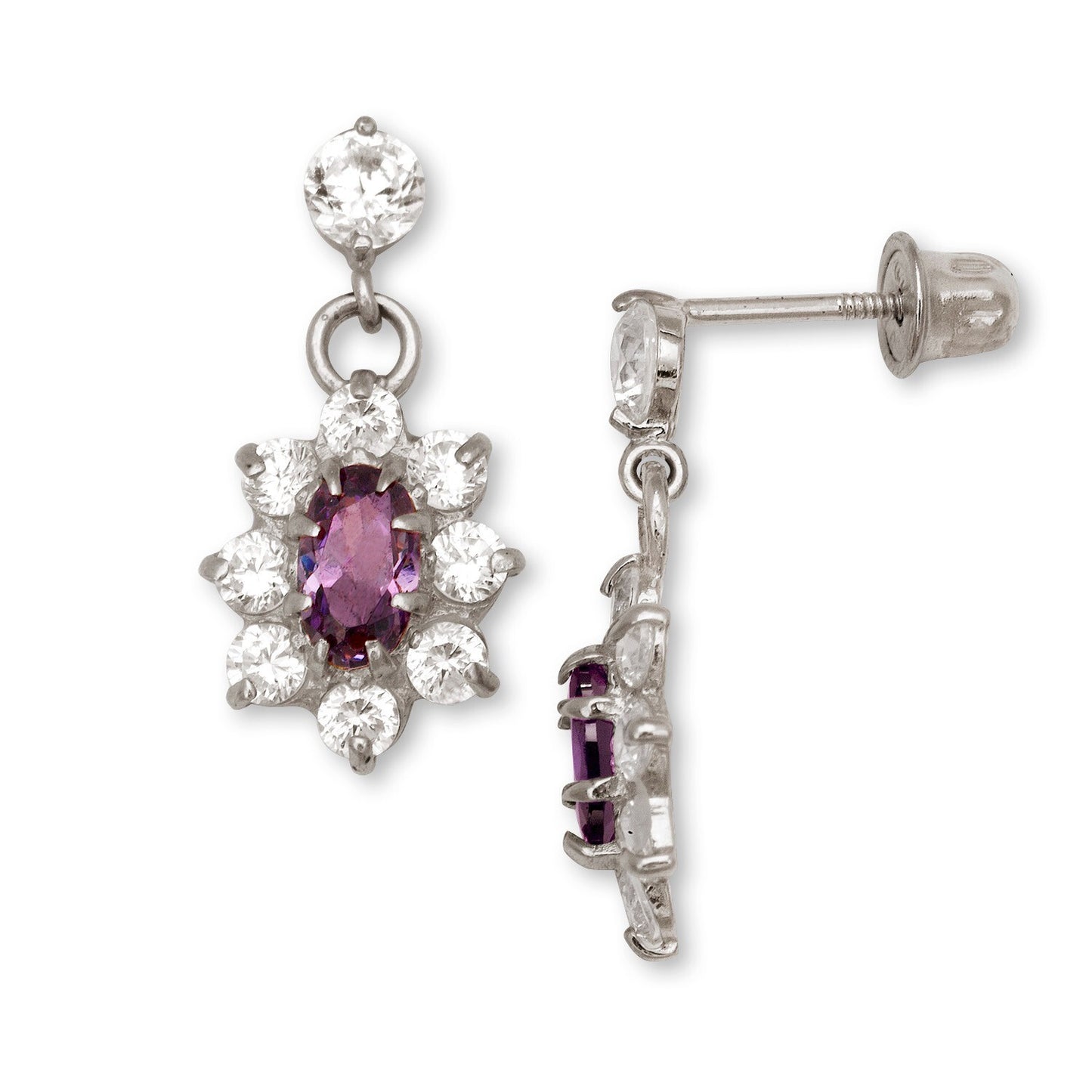 14K Yellow & White Gold Dangle Flower Shape Earrings for Women
