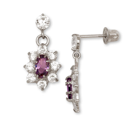 14K Yellow & White Gold Dangle Flower Shape Earrings for Women