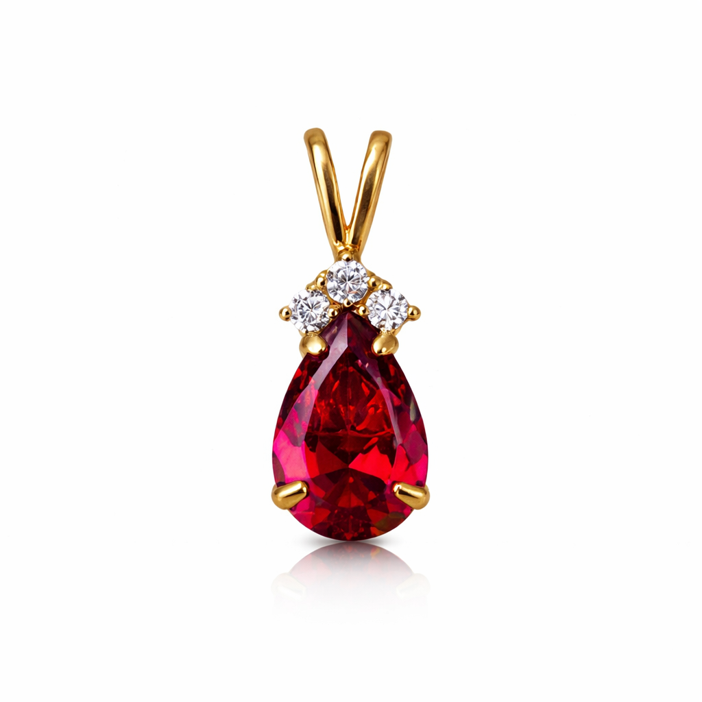 14k Yellow Gold Pear CZ Birthstone Pendant