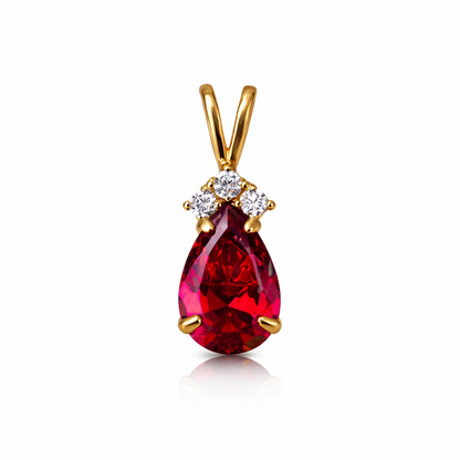 14k Yellow Gold Pear CZ Birthstone Pendant