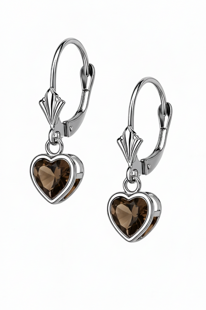 14k White Gold Heart Bezel Birthstone Earrings 6x6 MM