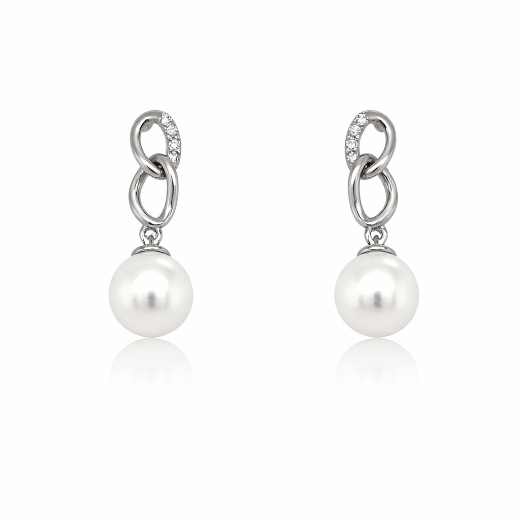 14K Yellow/White Gold Dangle Genuine Natural Pearl Push Back Earrings