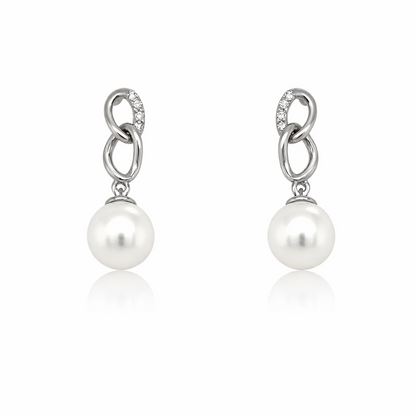 14K Yellow/White Gold Dangle Genuine Natural Pearl Push Back Earrings