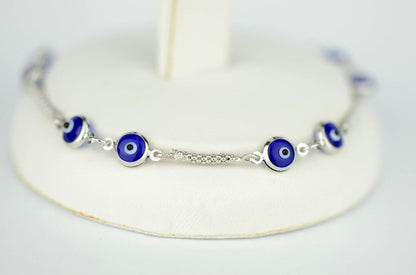14k Yellow or White Gold Evil Eye Bracelet
