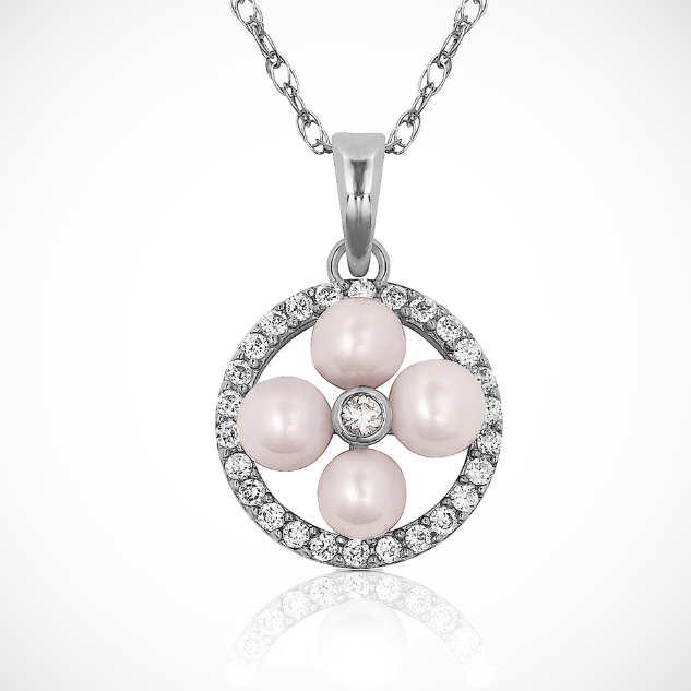 14K Yellow & White Gold  Beautiful Round  Pendant For Women