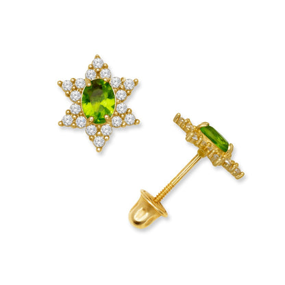 14K Yellow & White Gold Beautiful Star Shaped Stud Earrings for Girls