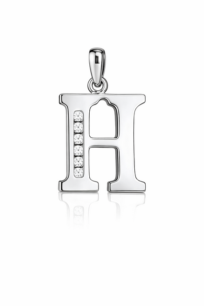 925 Sterling Silver Initial Letter CZ Pendant