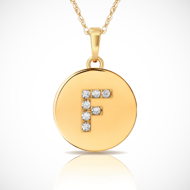 14k Yellow / White & Rose Gold Letter Initial CZ Pendant For Women