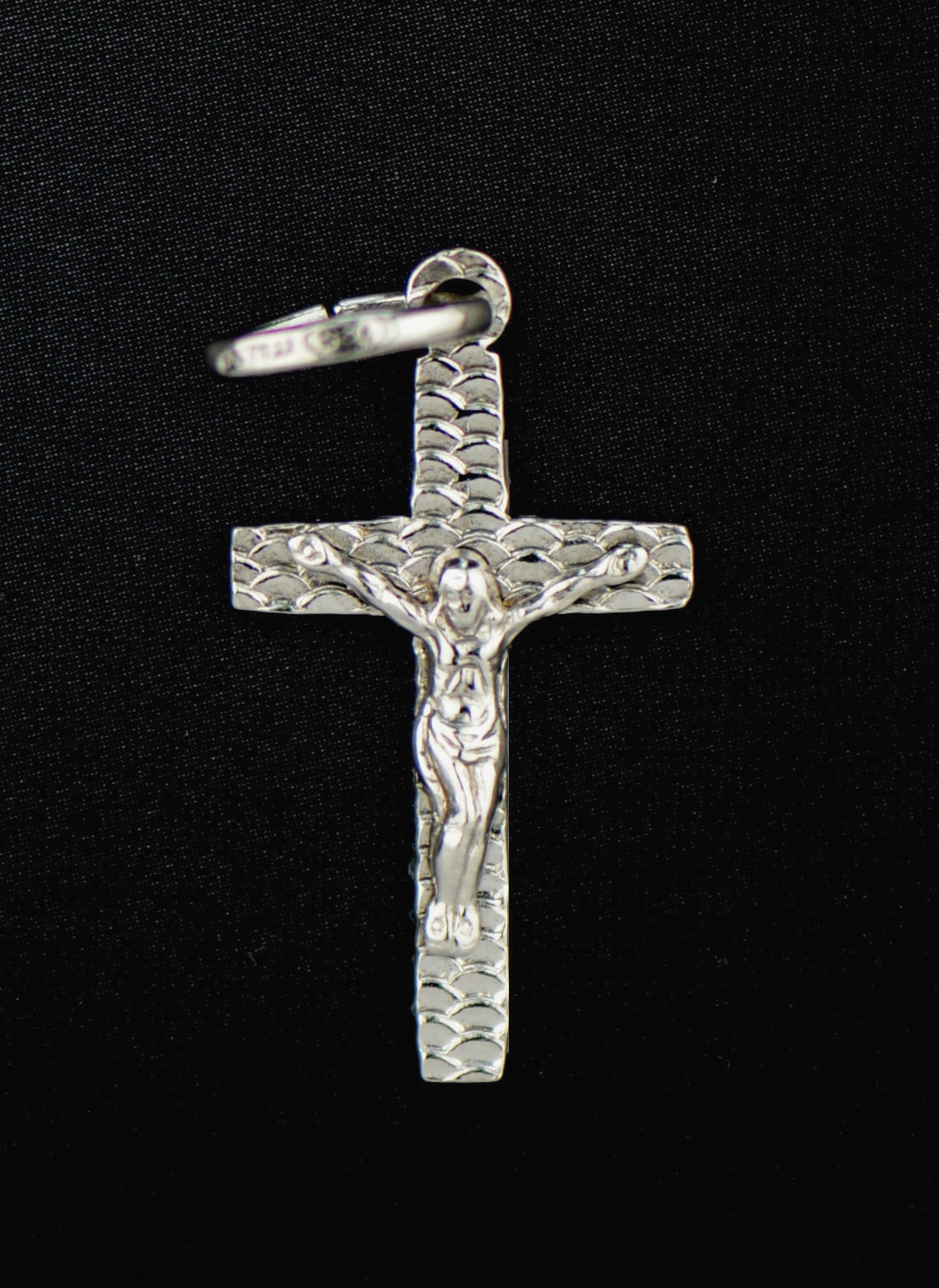 925 Sterling Silver Jesus Cross Pendant for Men and Women Marble Effect