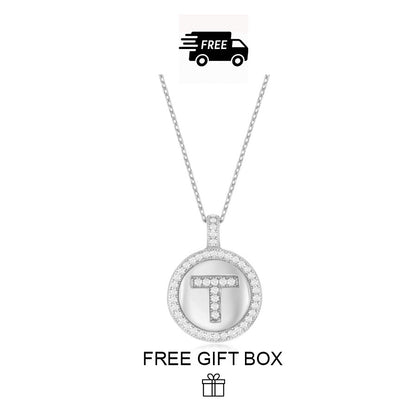 925 Sterling Silver Initial Letter Pendant With Cubic Zirconia