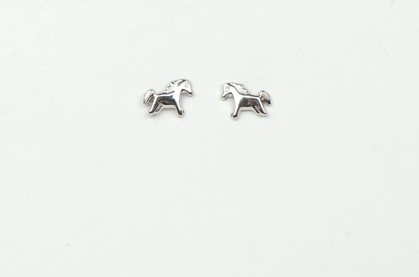 14k Yellow Gold Baby Enamel Horse earrings with Screw Back
