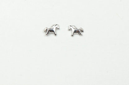 14k Yellow Gold Baby Enamel Horse earrings with Screw Back