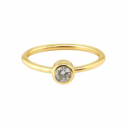 14K Solid Yellow Gold Bezel Nose Ring Hoop with 2mm CZ Stone