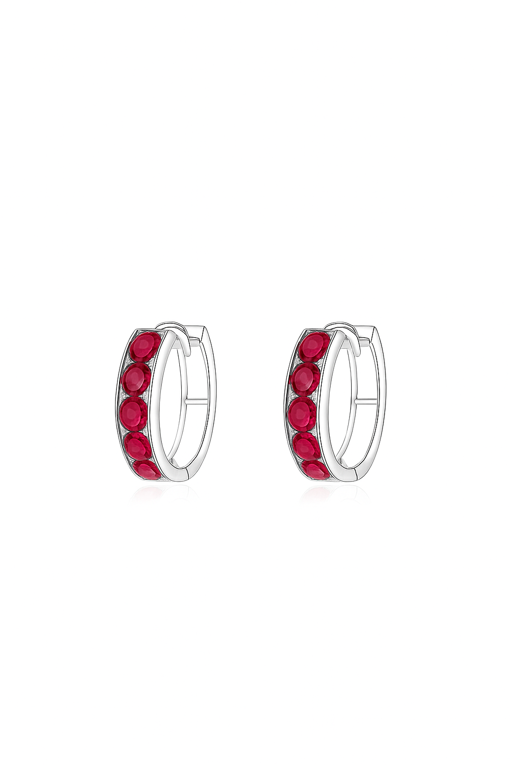 14k White Gold CZ Birthstones Huggie Earrings
