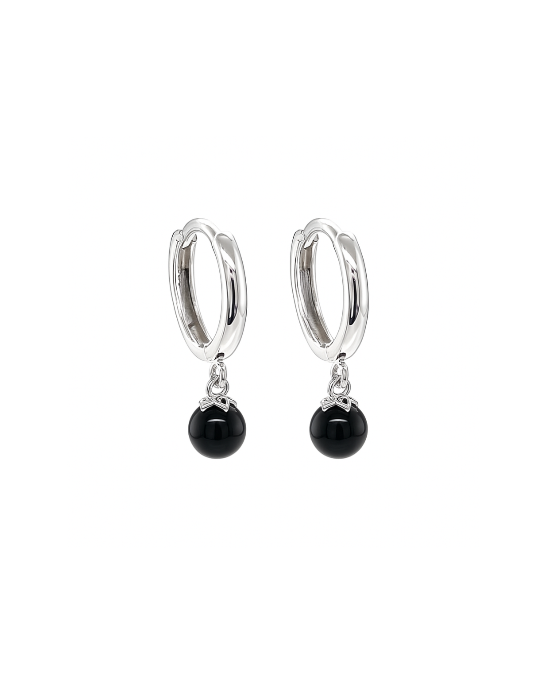 14k Yellow or White Gold Onyx Huggie Dangle Earrings