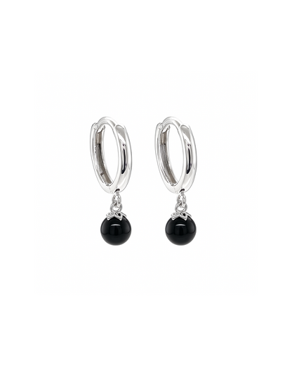 14k Yellow or White Gold Onyx Huggie Dangle Earrings