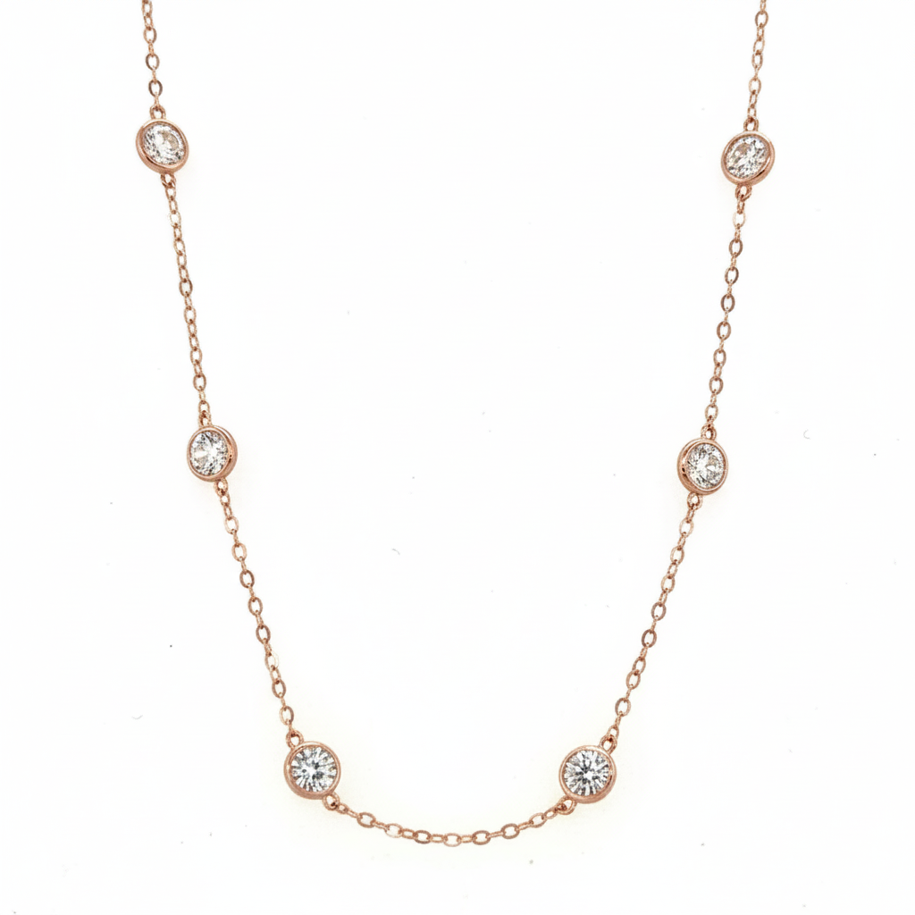 14k  Gold Cubic Zirconia CZ by the yard 16'' up to 42" Necklace