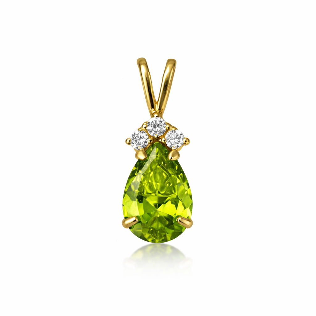 14k Yellow Gold Pear CZ Birthstone Pendant